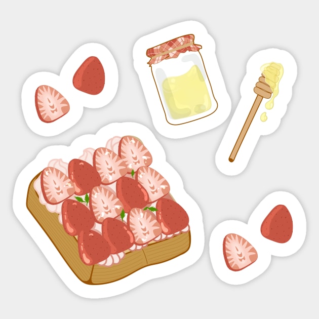 Strawberry Cream Bread Sticker by CITROPICALL